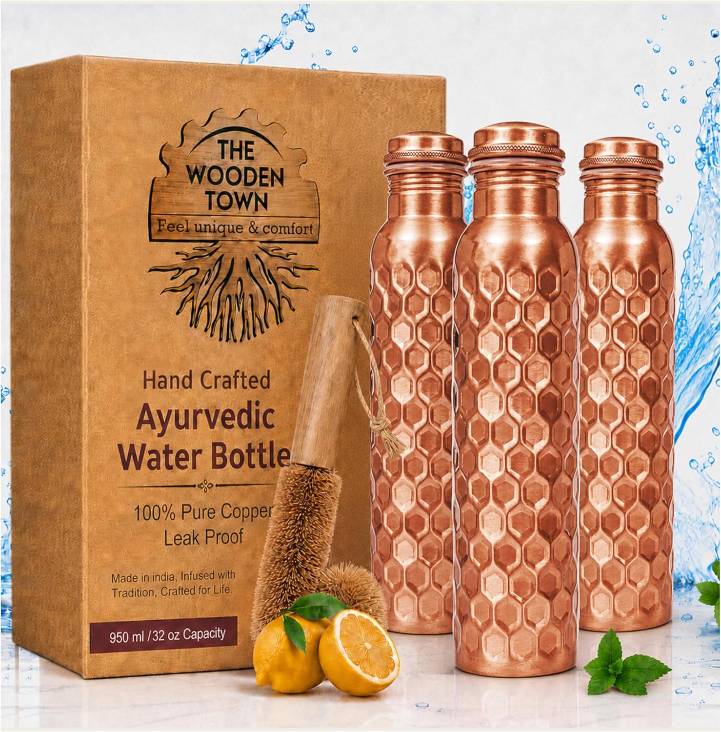 32oz Copper Water Bottle Set o - đánh giá và giá Ayurvedic & Herbal Wellness Kits
