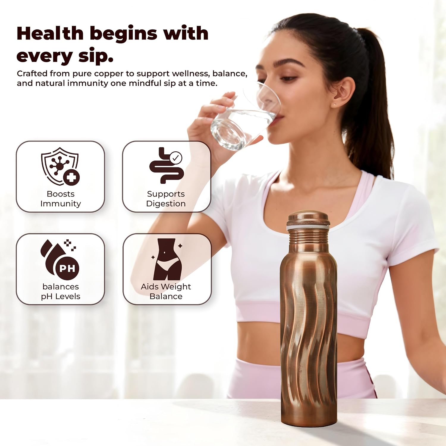 Antique Copper Water Bottles 1 - đánh giá và giá Ayurvedic & Herbal Wellness Kits
